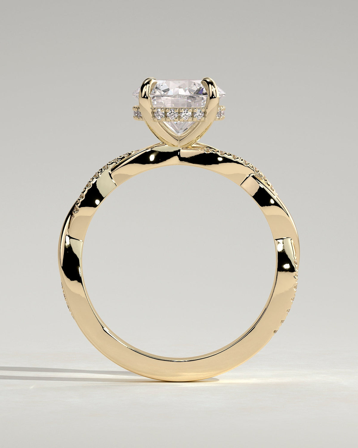 Round Twisted Pave Lab Grown Diamond Engagement Ring