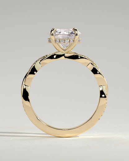 Round Twisted Pave Lab Grown Diamond Engagement Ring