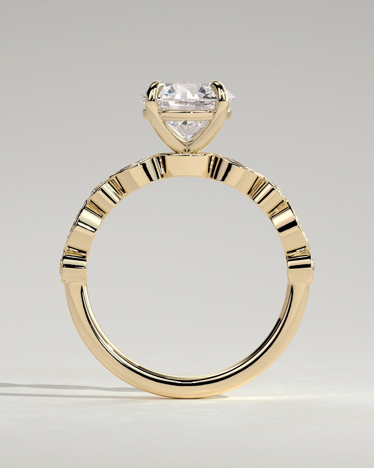 Round Pave Lab Grown Diamond Engagement Ring