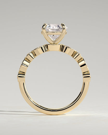 Round Pave Lab Grown Diamond Engagement Ring