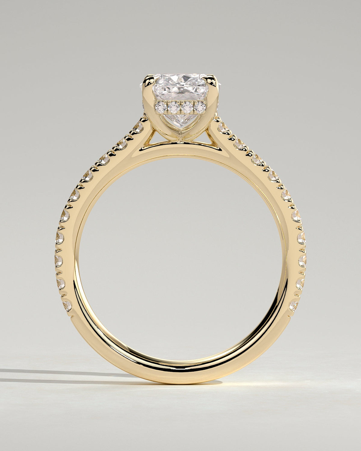 Elongated Cushion Pave & Hidden Halo Lab Grown Diamond Engagement Ring