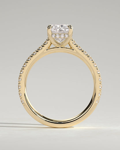 Elongated Cushion Pave & Hidden Halo Lab Grown Diamond Engagement Ring