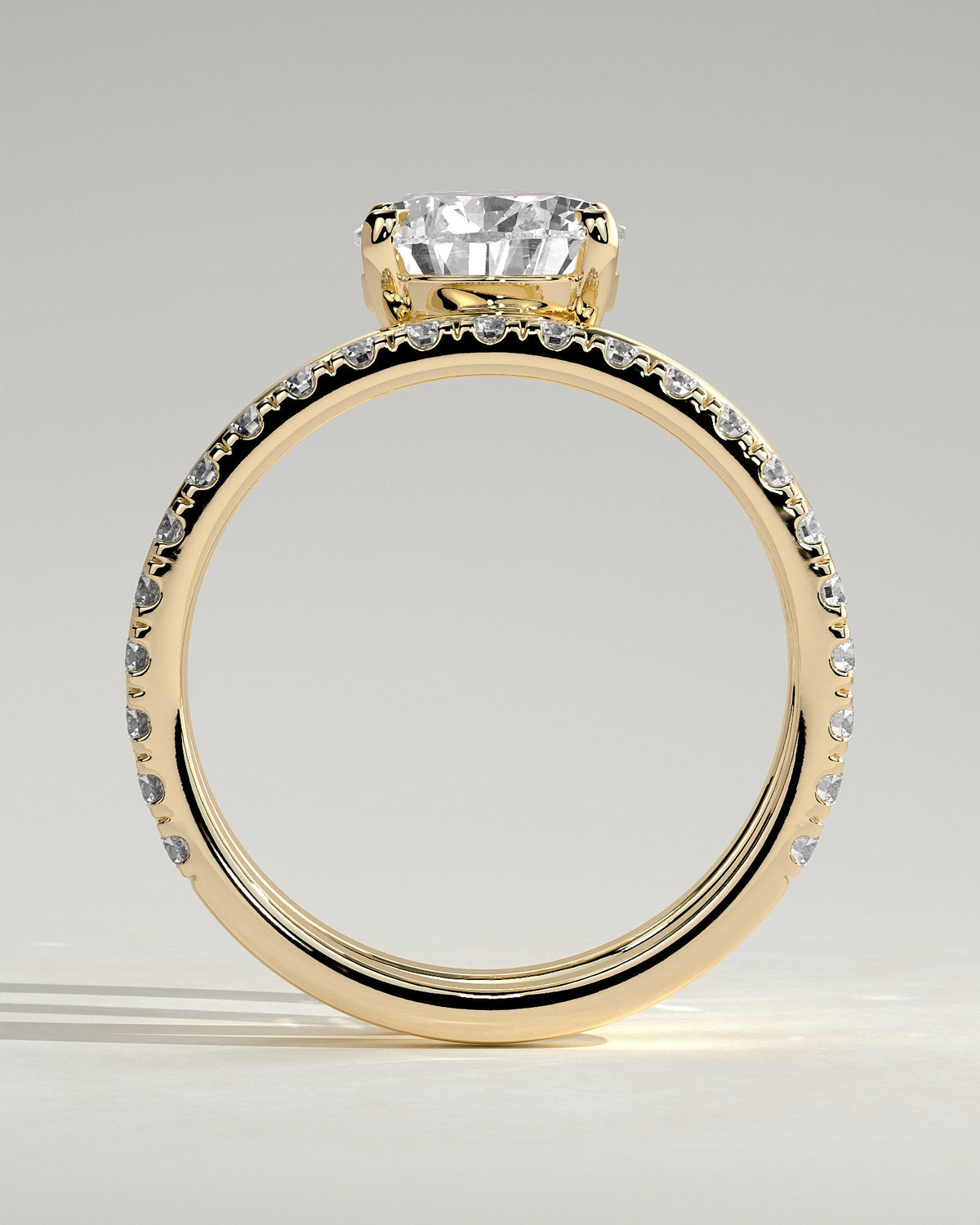 Pear Double Shank Pave Lab Grown Diamond Engagement Ring