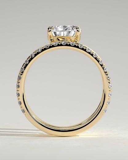 Pear Double Shank Pave Lab Grown Diamond Engagement Ring