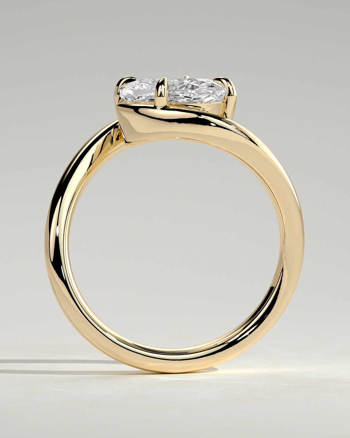 Elongated Cushion Swirl Solitaire Lab Grown Diamond Engagement Ring