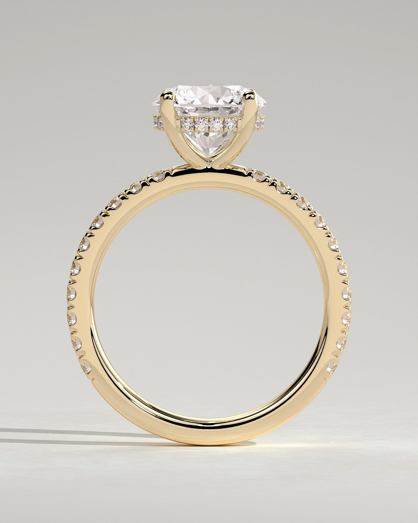 Round Hidden Halo and Pave Lab Grown Diamond Engagement Ring