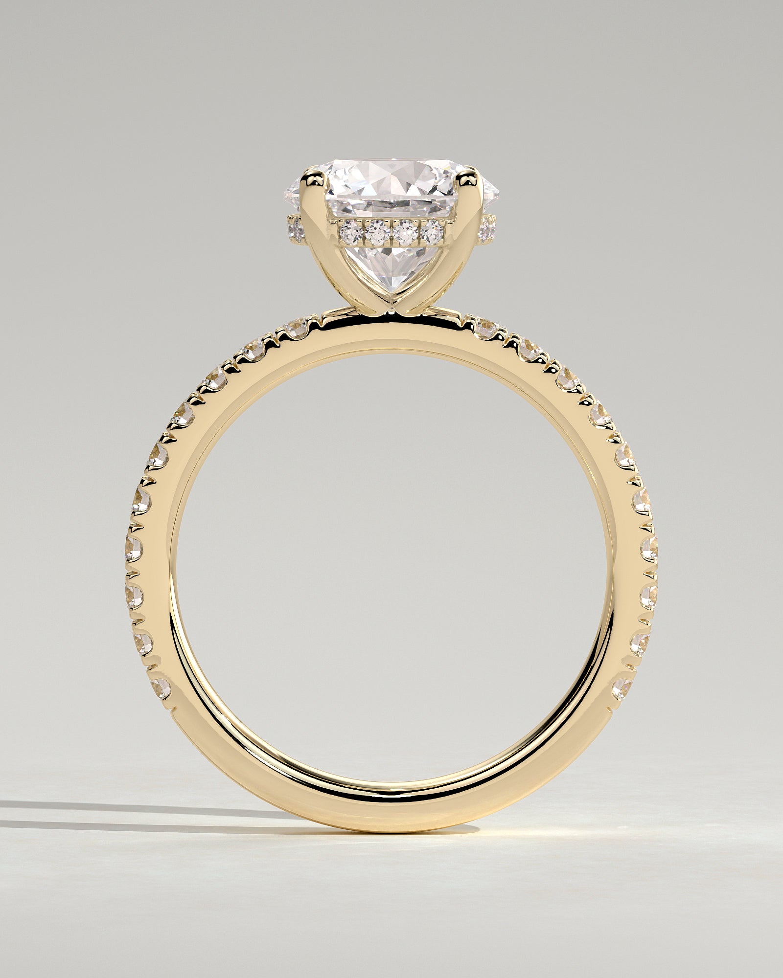 Round Hidden Halo and Pave Lab Grown Diamond Engagement Ring