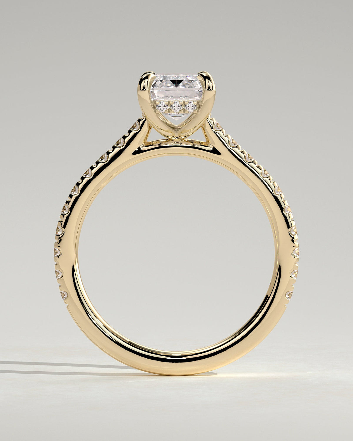 Emerald Hidden Halo and Pave Lab Grown Diamond Engagement Ring
