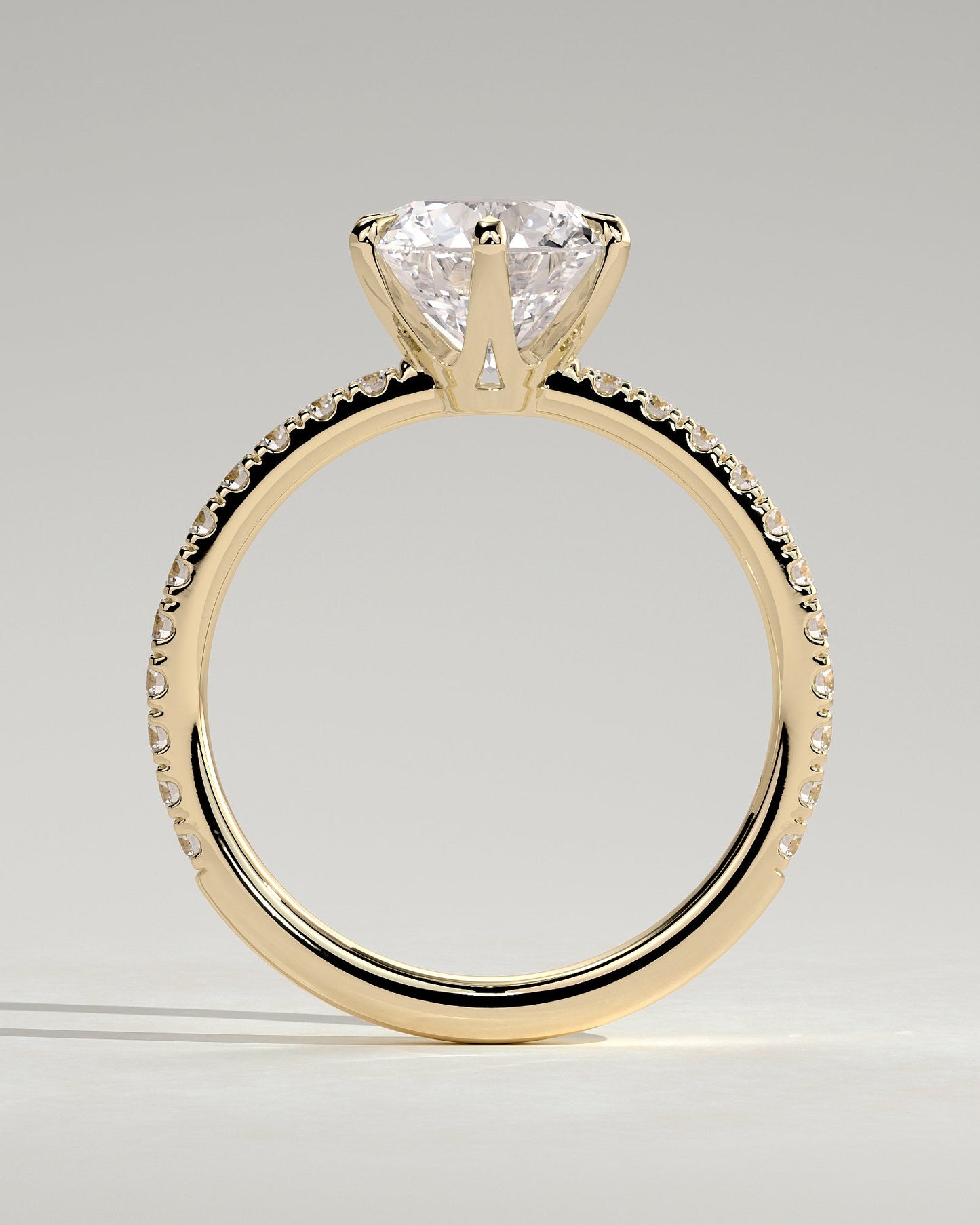 Round Pave Lab Grown Diamond Engagement Ring