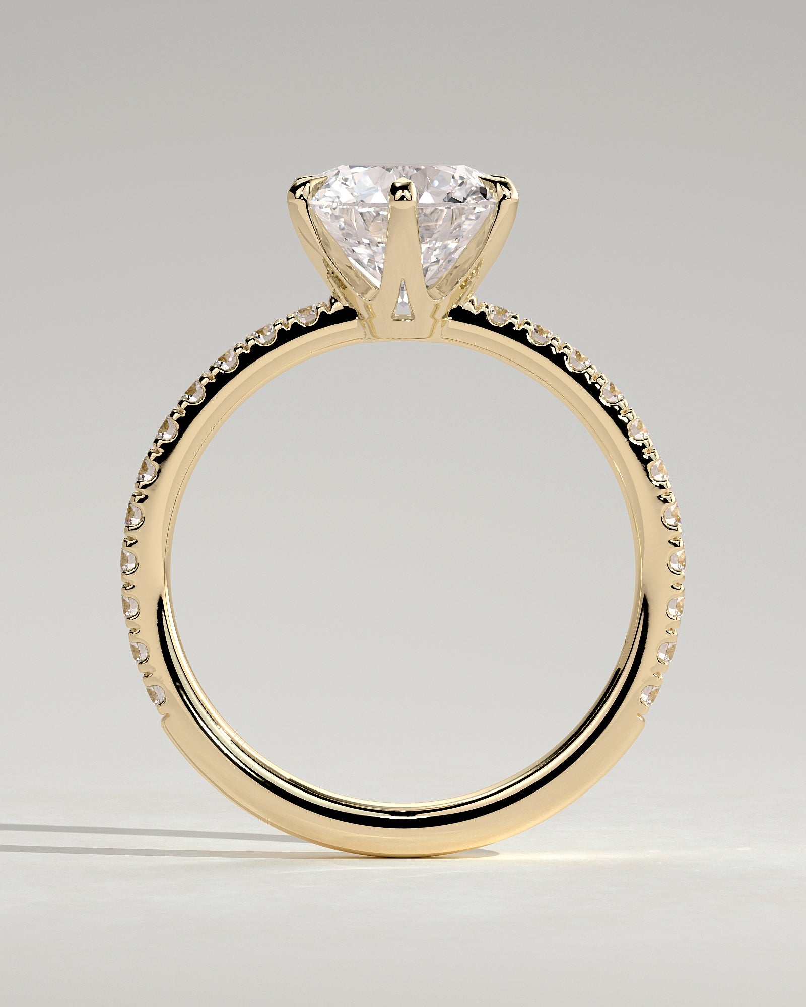 Round Pave Lab Grown Diamond Engagement Ring