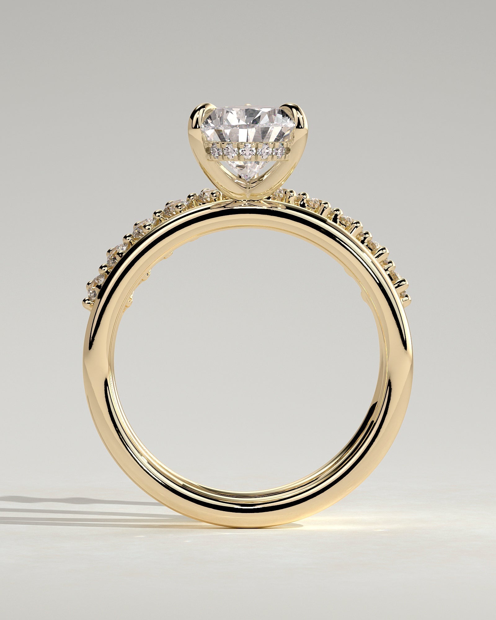 Pear Double Shank Pave and Hidden Halo Lab Grown Diamond Engagement Ring