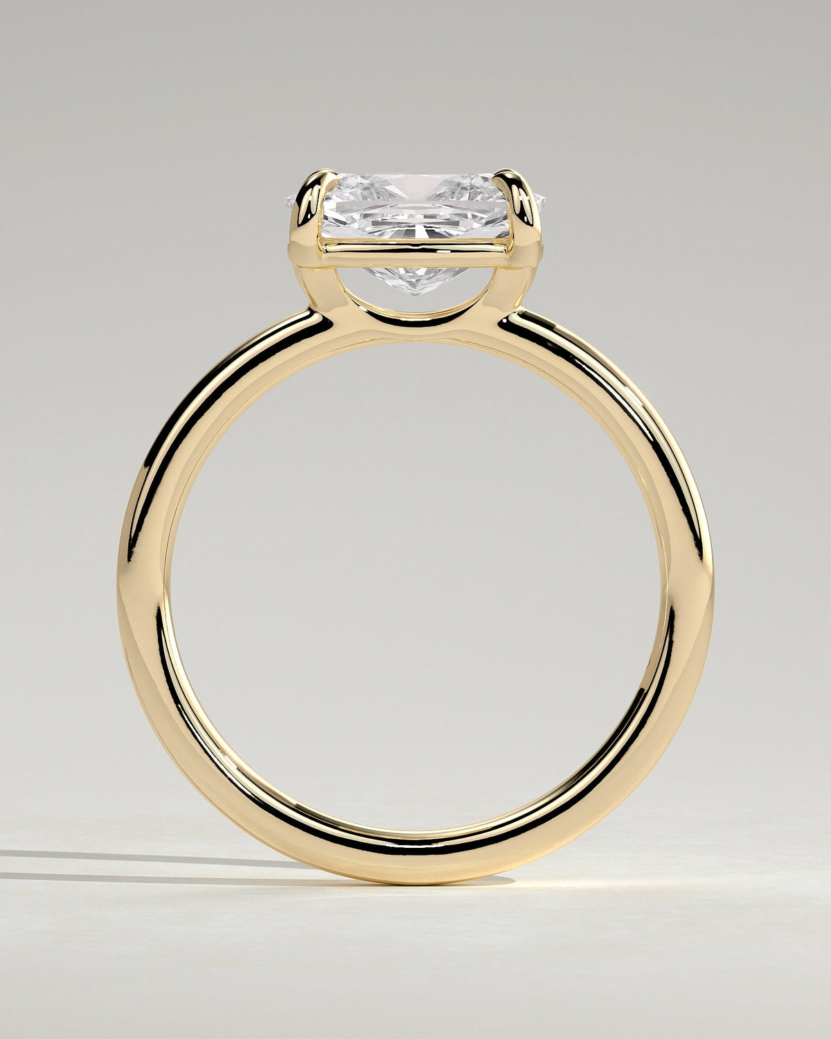 Elongated Cushion East West Solitaire Lab Grown Diamond Engagement Ring