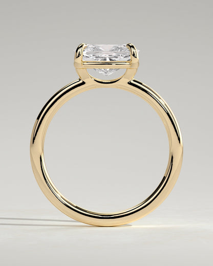 Elongated Cushion East West Solitaire Lab Grown Diamond Engagement Ring