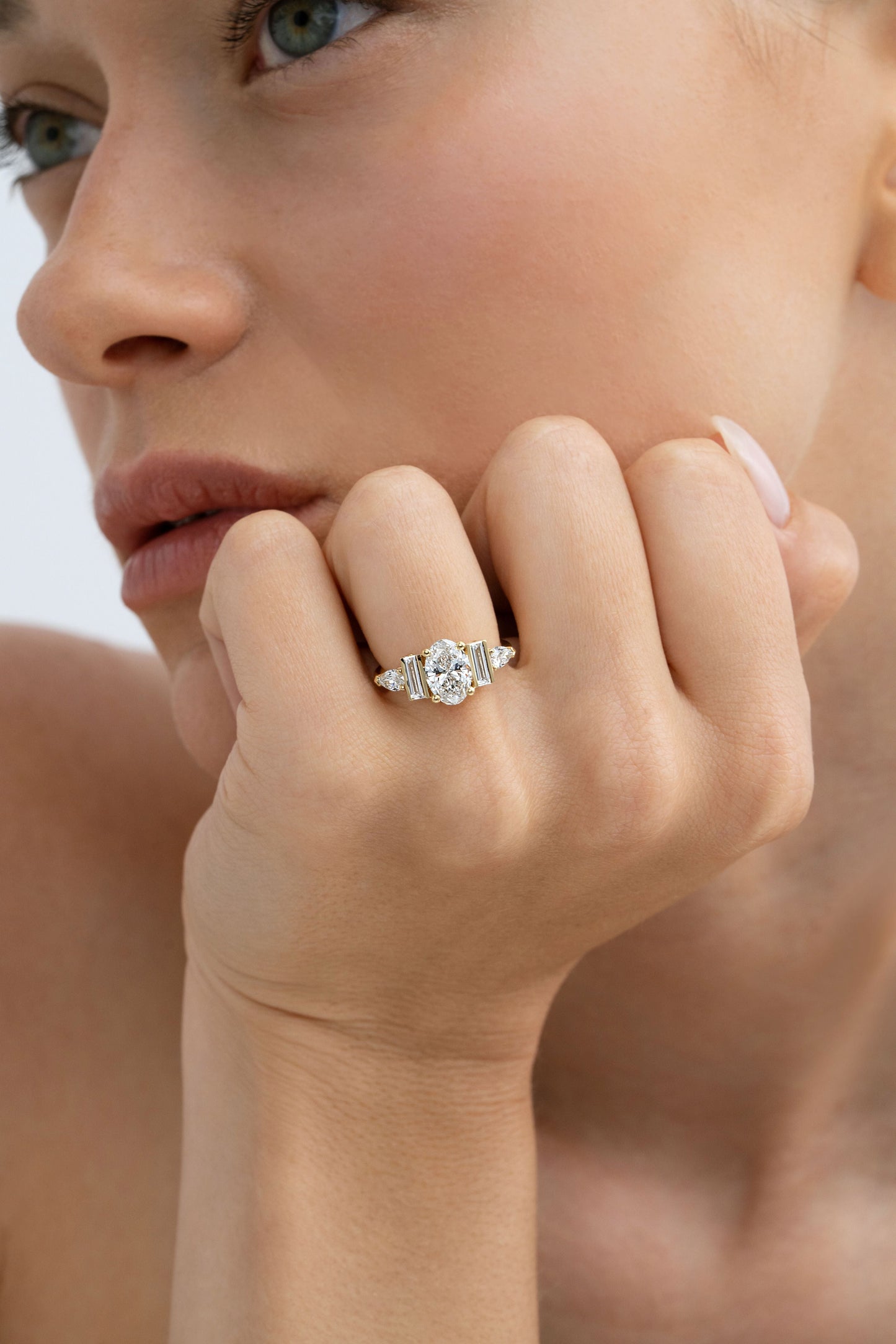 2 CT Round Three Stones Lab Grown Diamond Engagement Ring