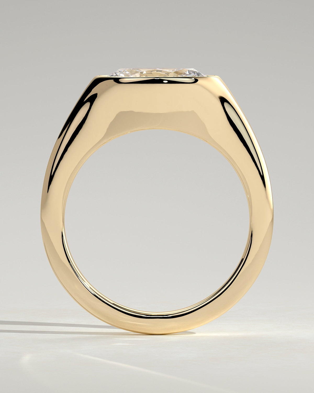 Oval Signet Solitaire Lab Grown Diamond Engagement Ring