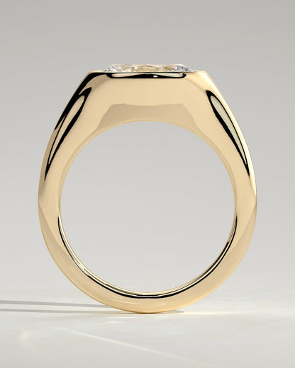 Oval Signet Solitaire Lab Grown Diamond Engagement Ring