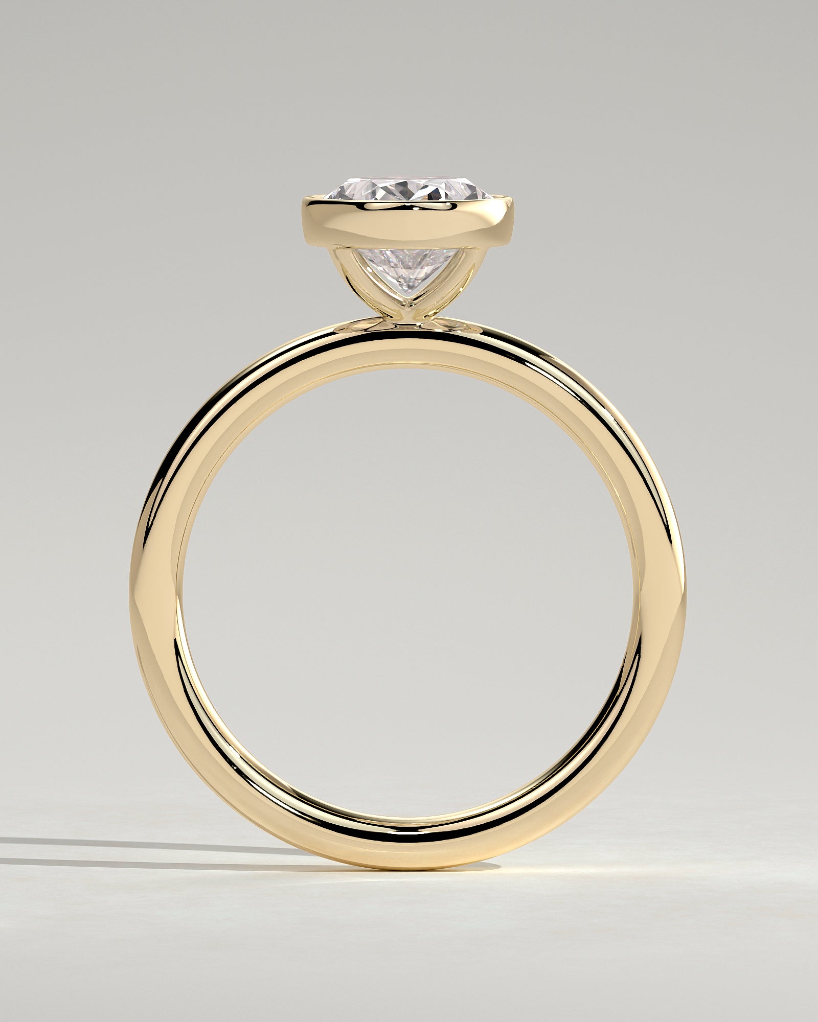Oval Solitaire Bezel Lab Grown Diamond Engagement Ring