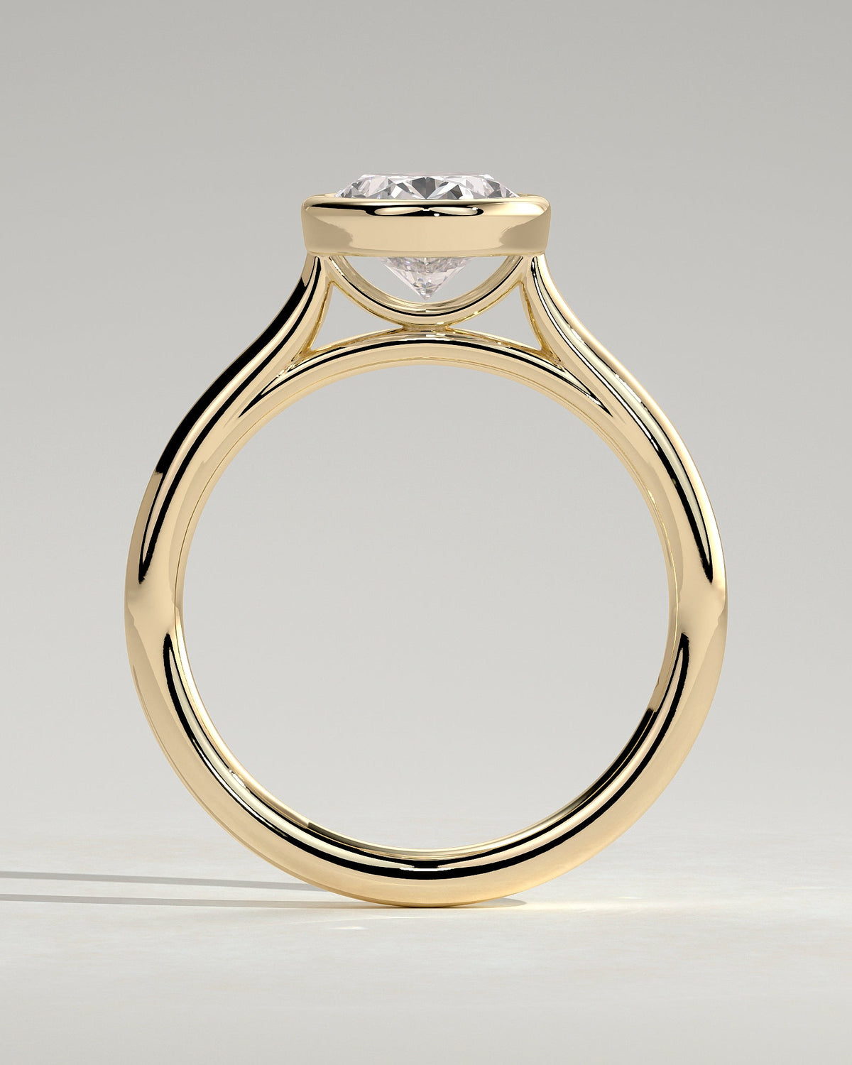 Oval Bezel Solitaire Lab Grown Diamond Engagement Ring