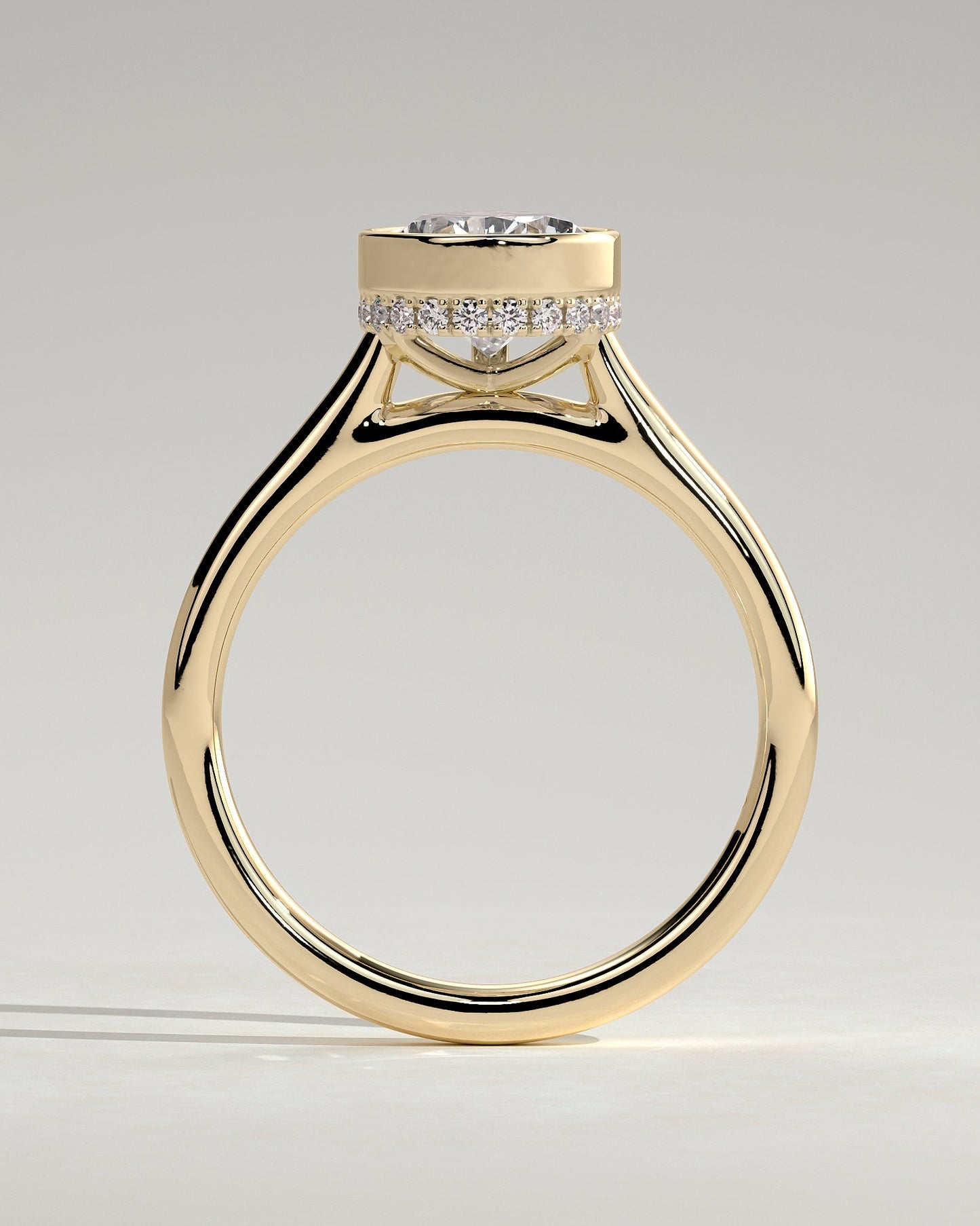 Pear Hidden Halo Bezel Lab Grown Diamond Engagement Ring