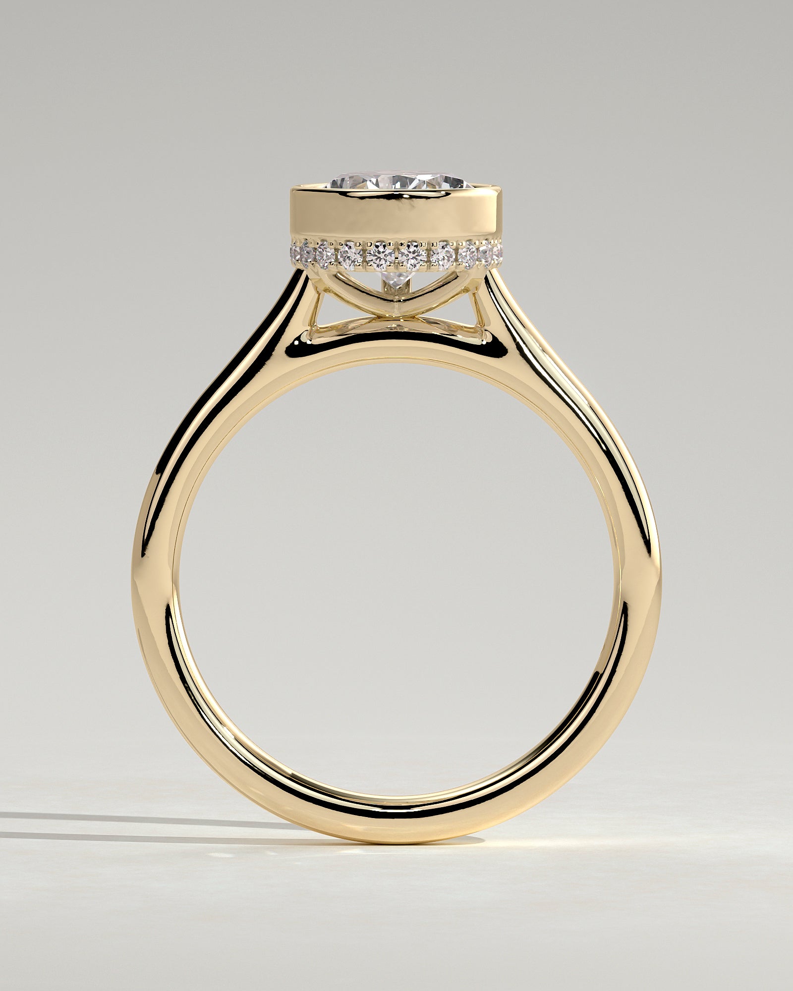 Pear Hidden Halo Bezel Lab Grown Diamond Engagement Ring