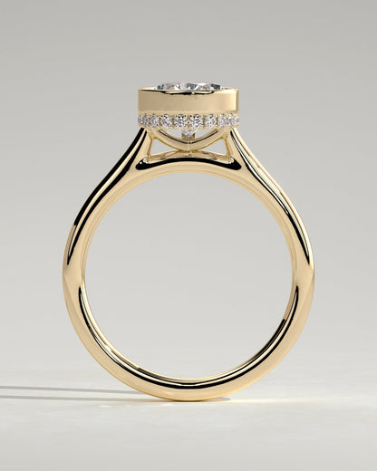 Pear Hidden Halo Bezel Lab Grown Diamond Engagement Ring