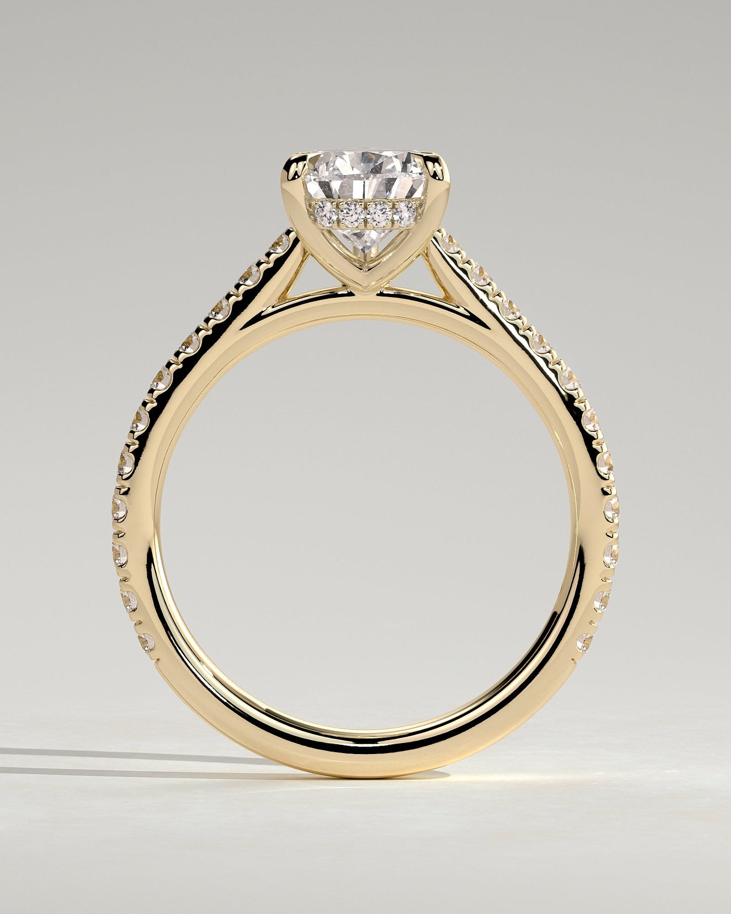 Pear Hidden Halo and Pave Lab Grown Diamond Engagement Ring