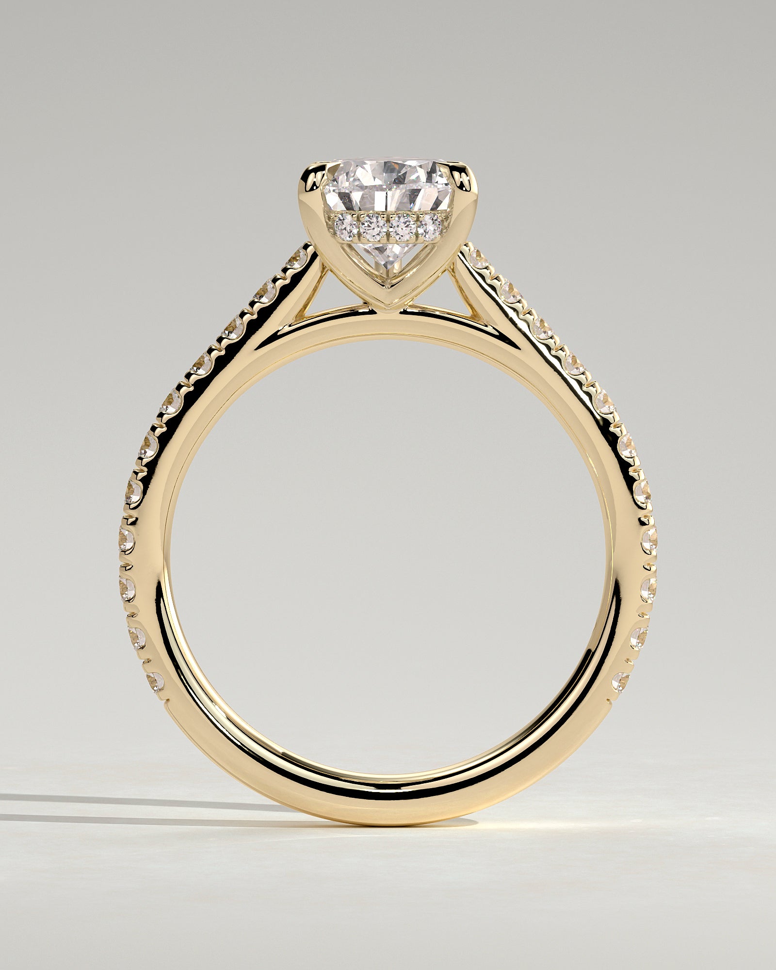 Pear Hidden Halo and Pave Lab Grown Diamond Engagement Ring