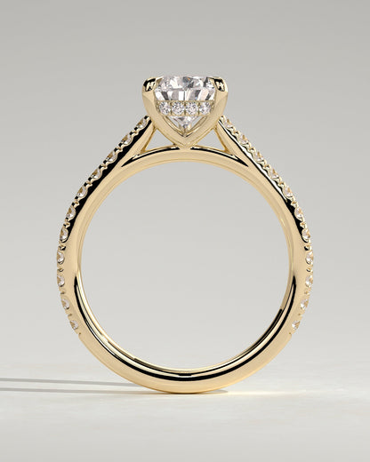 Pear Hidden Halo and Pave Lab Grown Diamond Engagement Ring