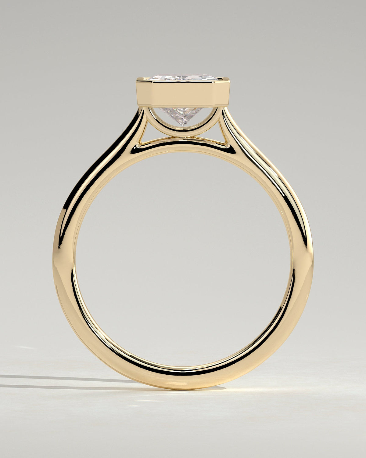 Radiant Bezel Solitaire Lab Grown Diamond Engagement Ring