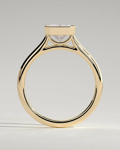 Radiant Bezel Solitaire Lab Grown Diamond Engagement Ring