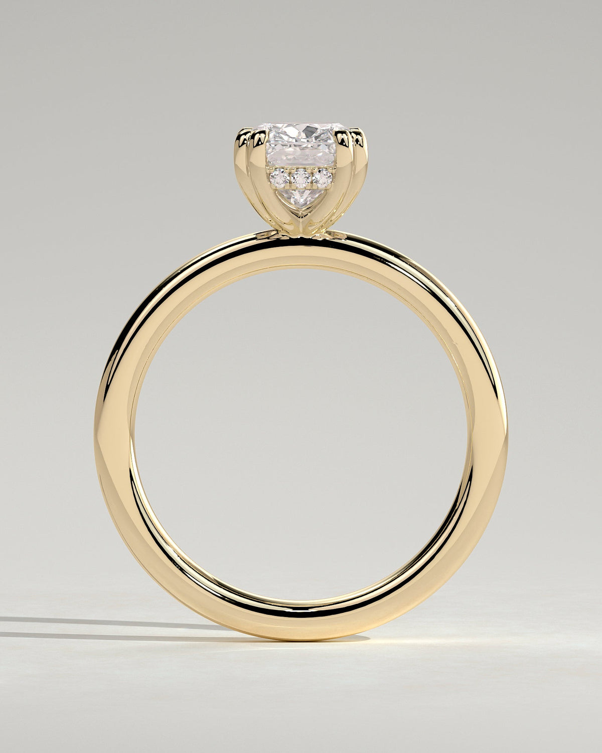 Elongated Cushion Hidden Halo Lab Grown Diamond Engagement Ring