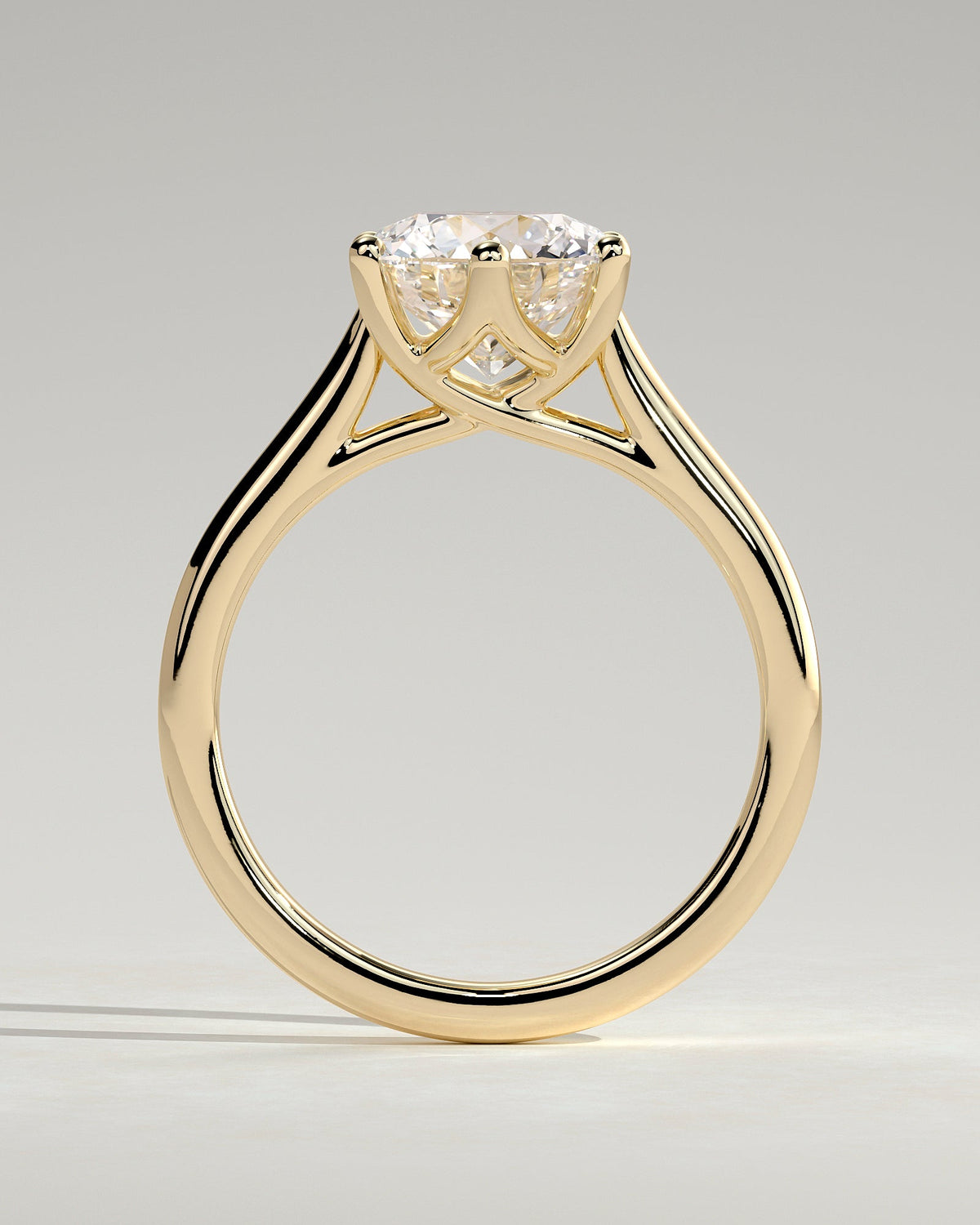 Round Cathedral Solitaire Lab Grown Diamond Engagement Ring