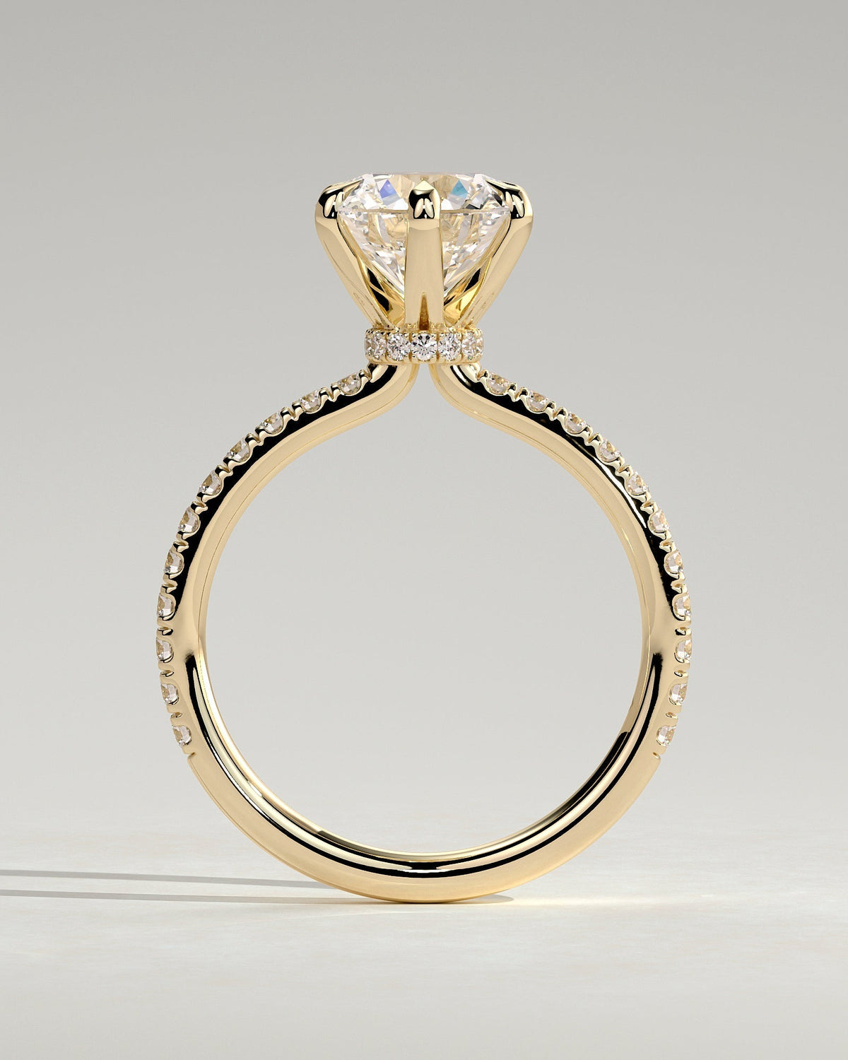 Round Hidden Halo & Pave Lab Grown Diamond Engagement Ring