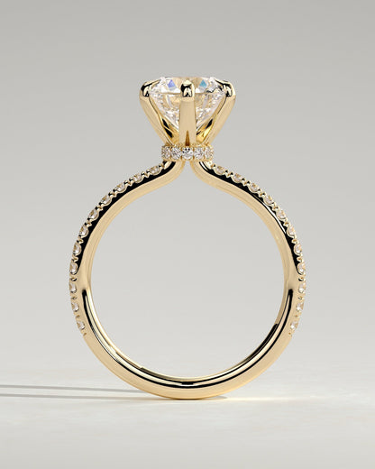 Round Hidden Halo & Pave Lab Grown Diamond Engagement Ring