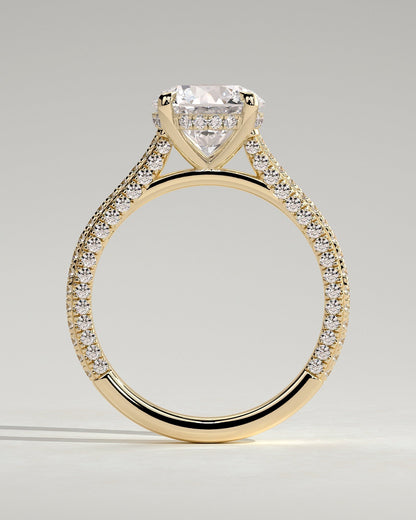 Round Hidden Halo and Pave & Cathedral Lab Grown Diamond Engagement Ring