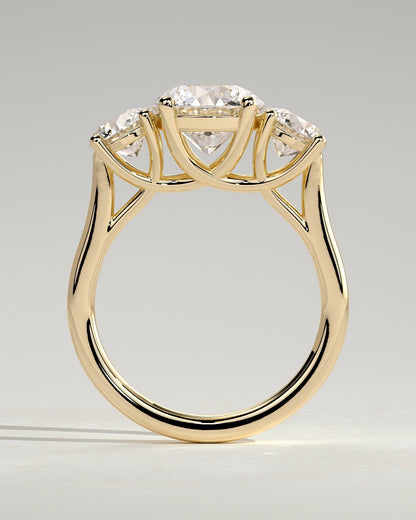 Round Three Stones With Trellis Gallery Lab Grown Diamond Engagement Ring