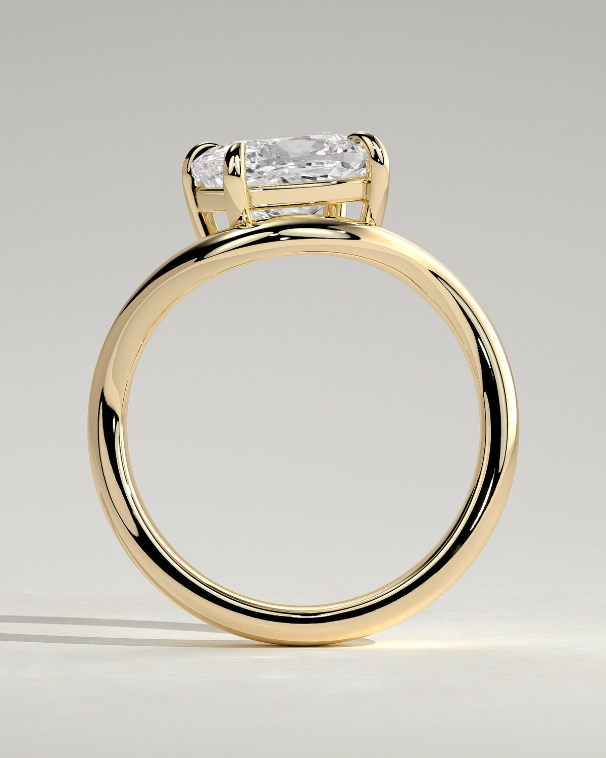 Elongated Cushion Swirl Solitaire Lab Grown Diamond Engagement Ring