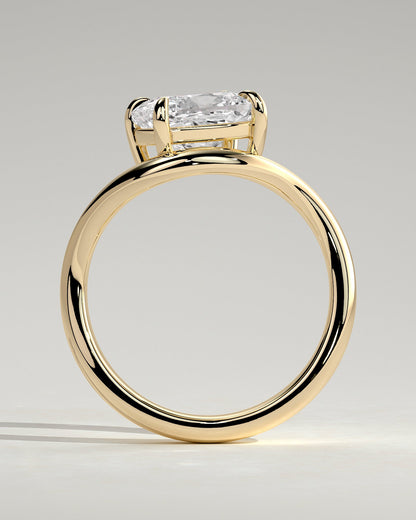 Elongated Cushion Swirl Solitaire Lab Grown Diamond Engagement Ring