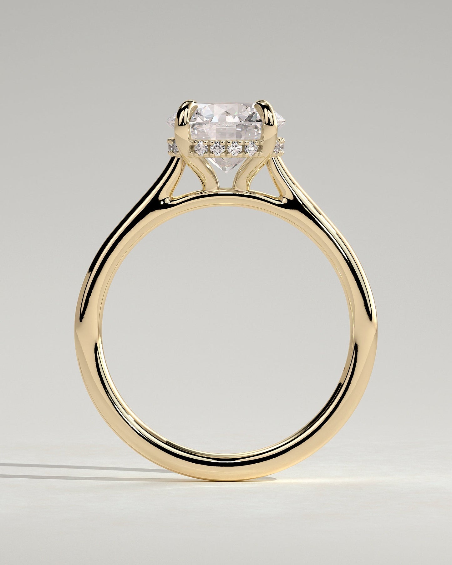 Round Cathedral & Hidden Halo Lab Grown Diamond Engagement Ring