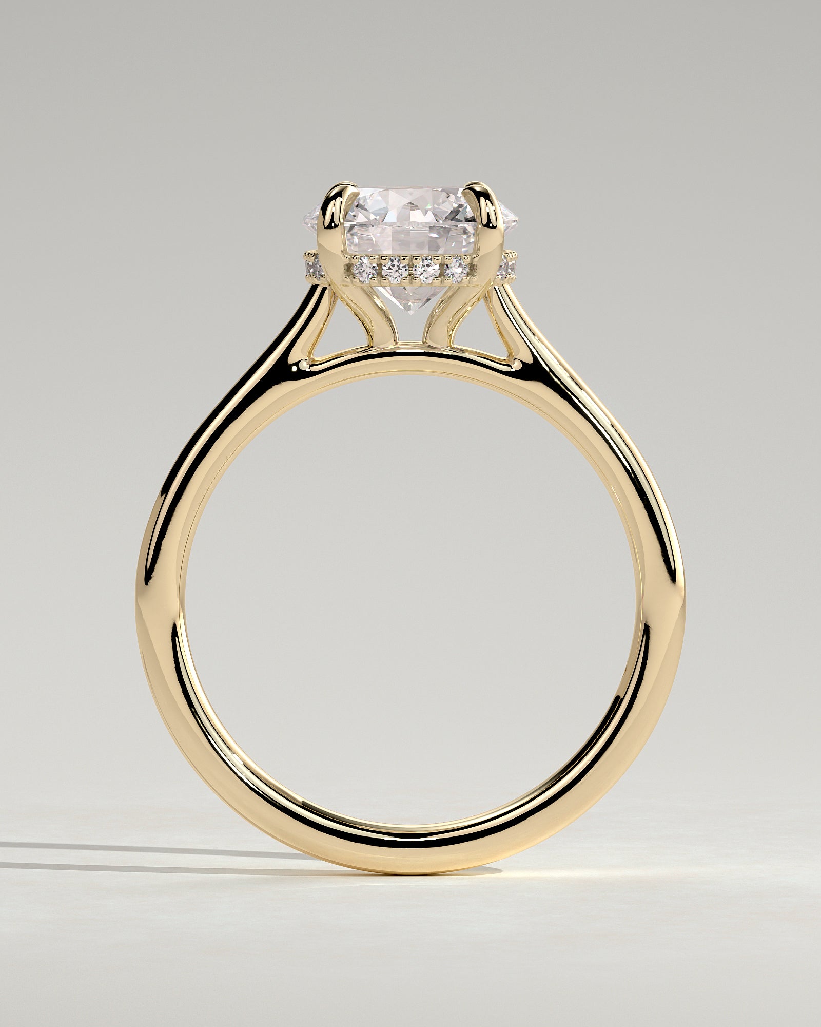 Round Cathedral & Hidden Halo Lab Grown Diamond Engagement Ring