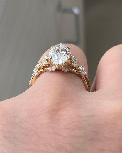 1.58 CT Marquise Moissanite Twig Engagement Ring (US Size 6.75 Ready To Ship)