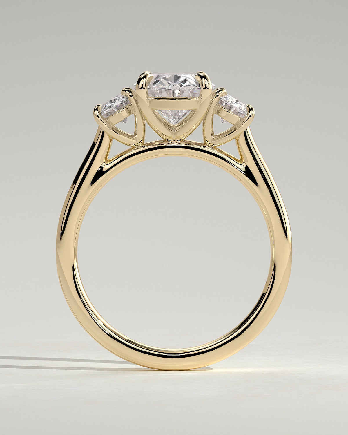 Oval Three Stones Lab Grown Diamond Engagement Ring