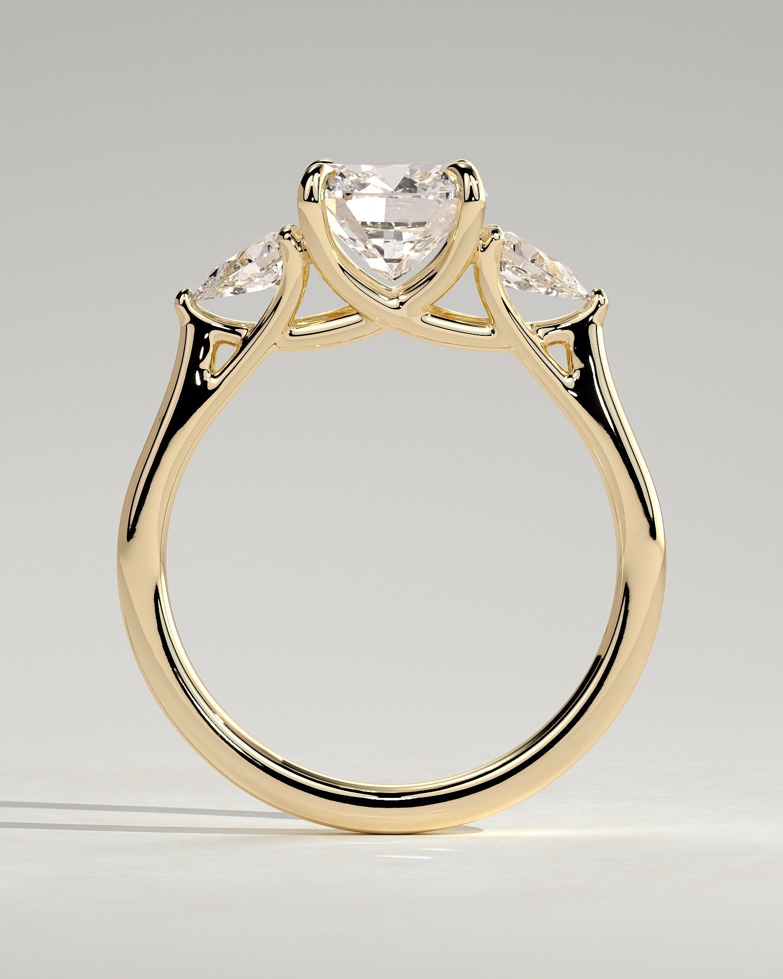 Cushion Three Stones Lab Grown Diamond Engagement Ring
