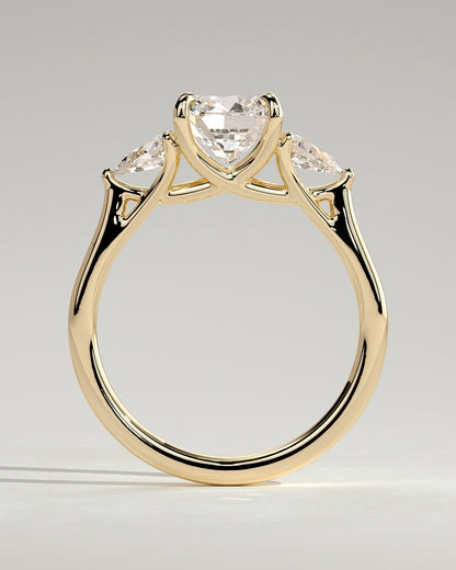 Cushion Three Stones Lab Grown Diamond Engagement Ring