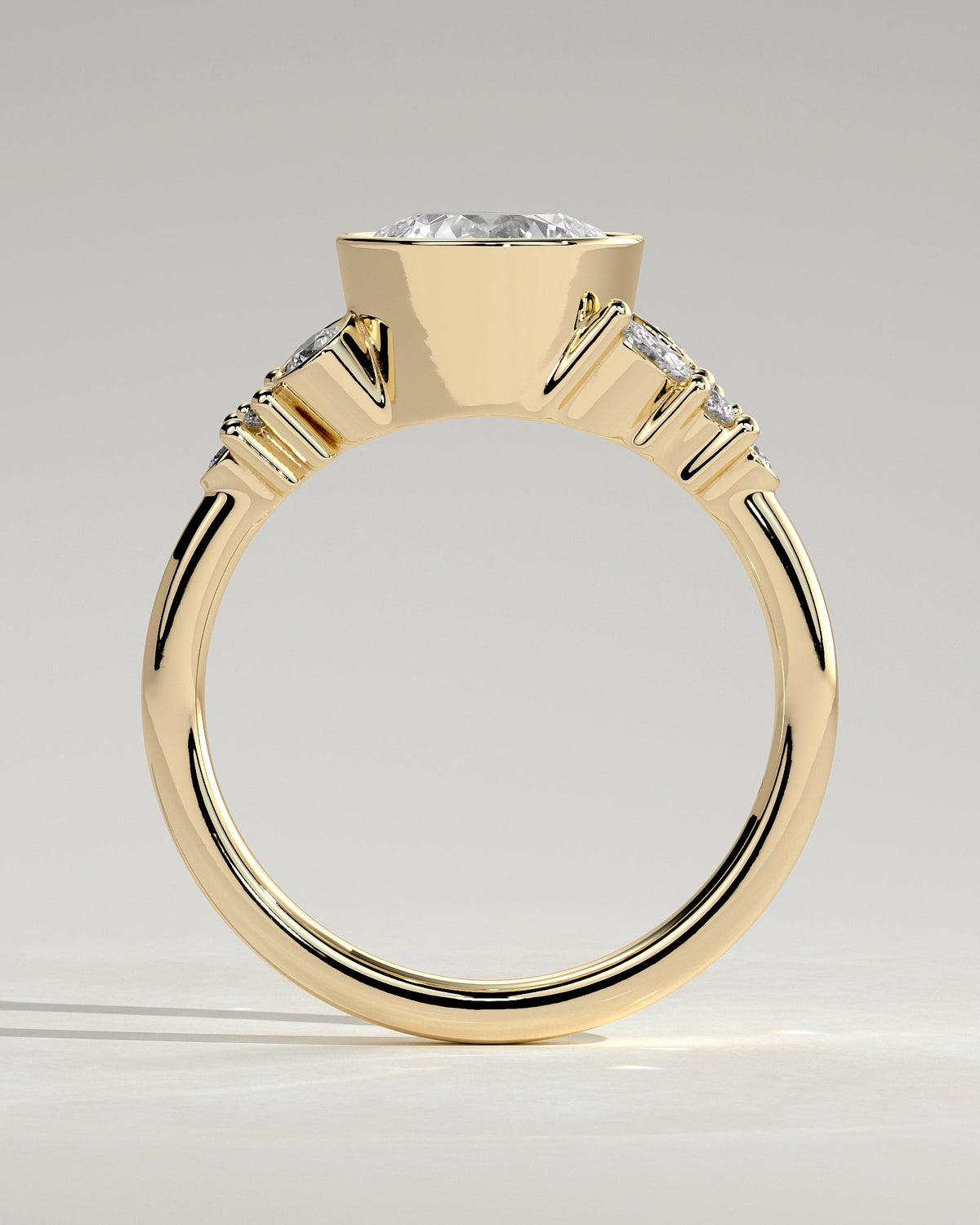 Round Bezel & Cluster Lab Grown Diamond Engagement Ring