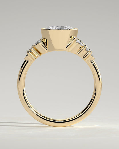 Round Bezel & Cluster Lab Grown Diamond Engagement Ring