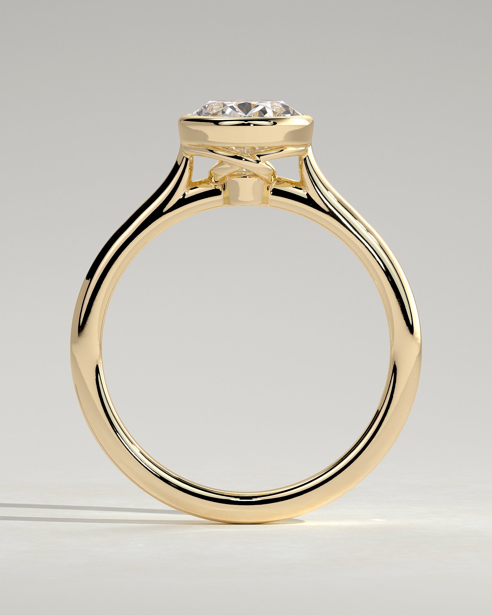 Oval Bezel Solitaire Lab Grown Diamond Engagement Ring
