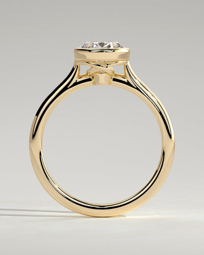 Oval Bezel Solitaire Lab Grown Diamond Engagement Ring