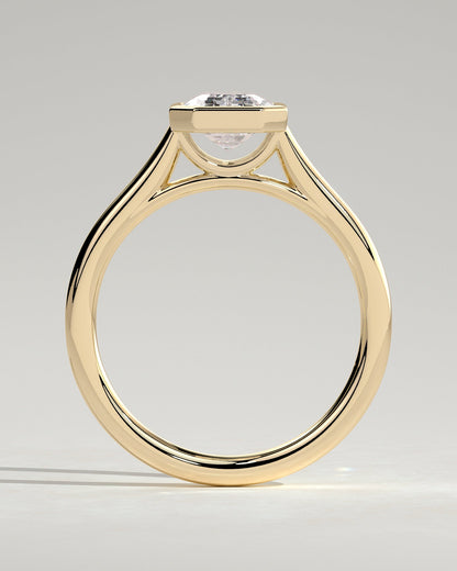 Emerald Bezel Solitaire Lab Grown Diamond Engagement Ring