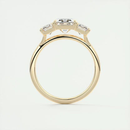 1.91 CT Emerald Cut Three Stone Moissanite Engagement Ring 14